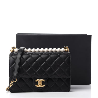 Chanel Lambskin Quilted Small Chic Pearls Flap Black 11 of 11
