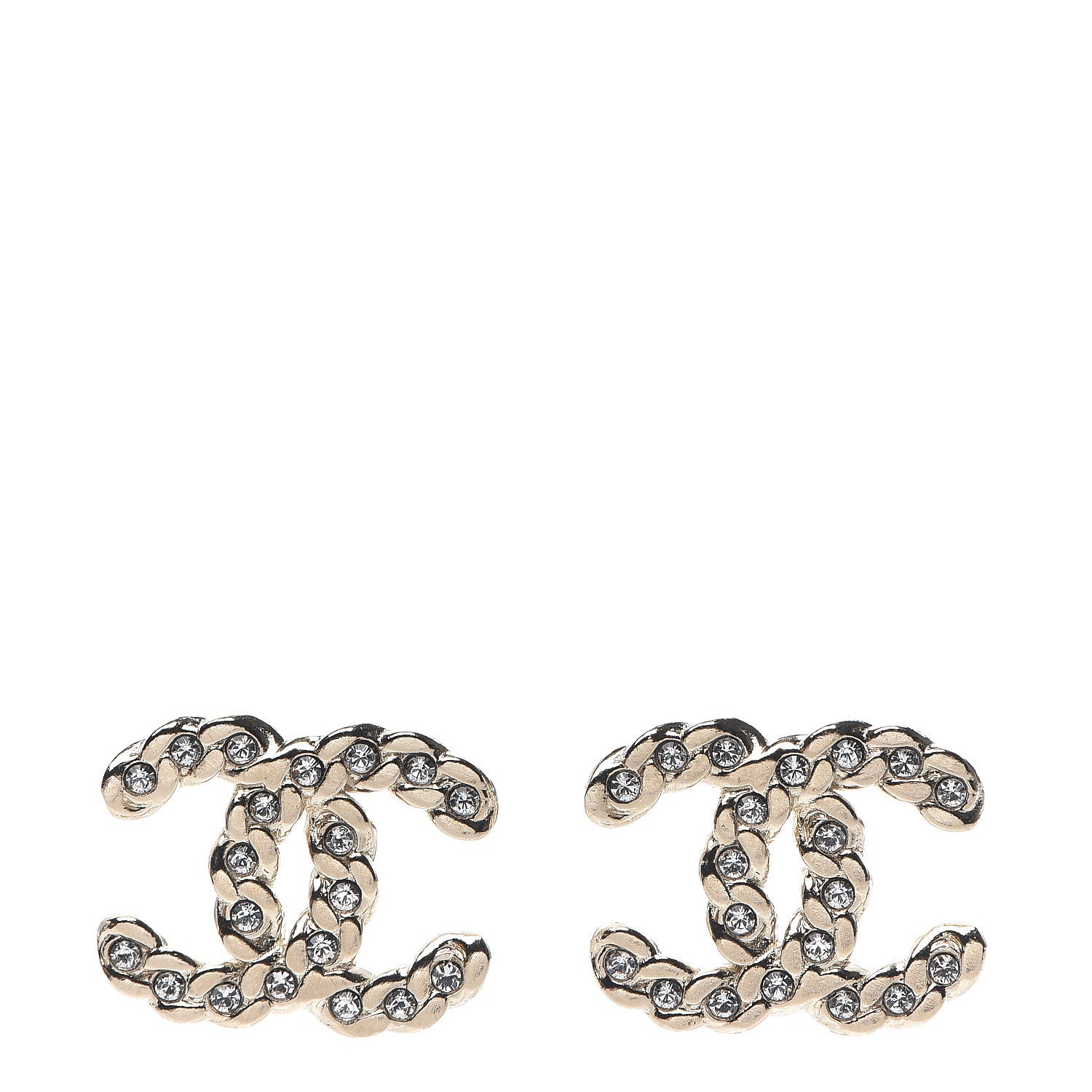 Chanel Crystal Pearls Coronation CC Earrings Gold 1 of 5