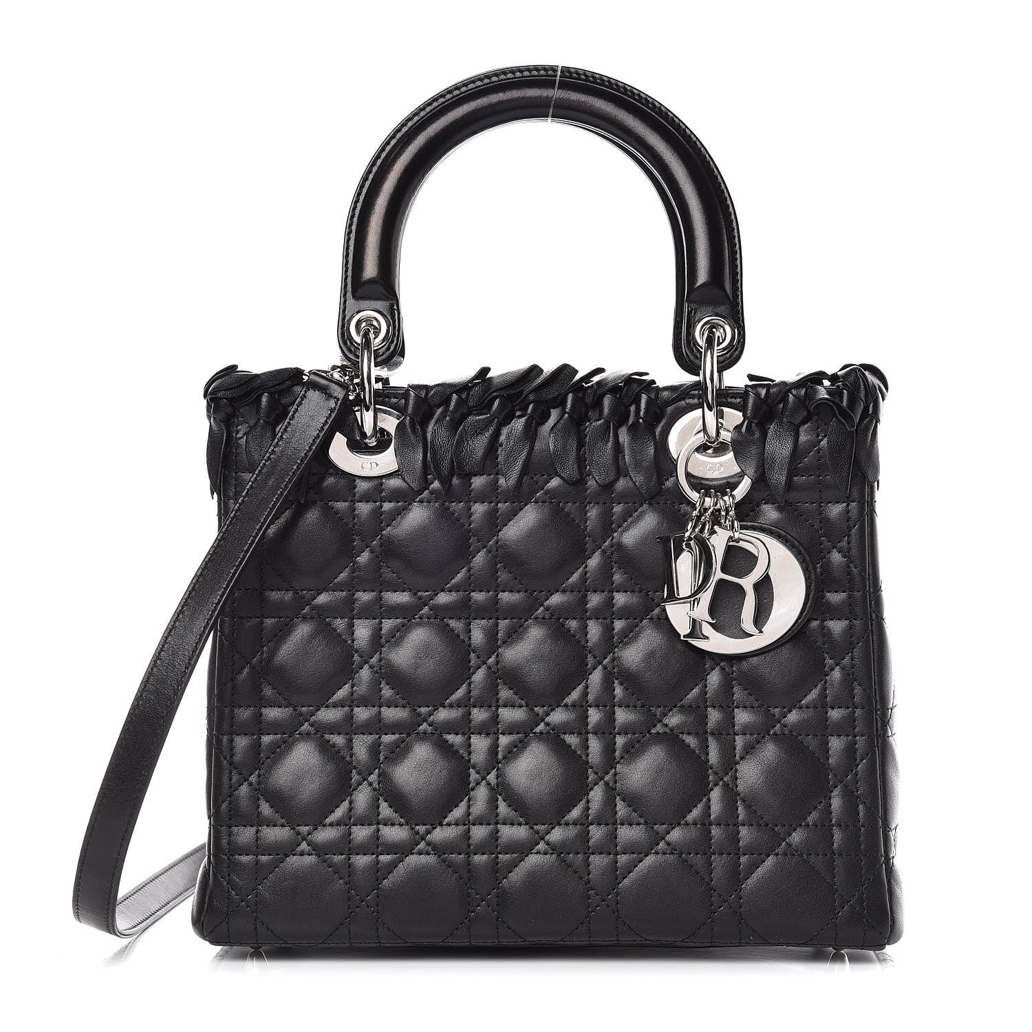 Christian Dior Lambskin Cannage Bow Medium Lady Dior Black 1 of 9
