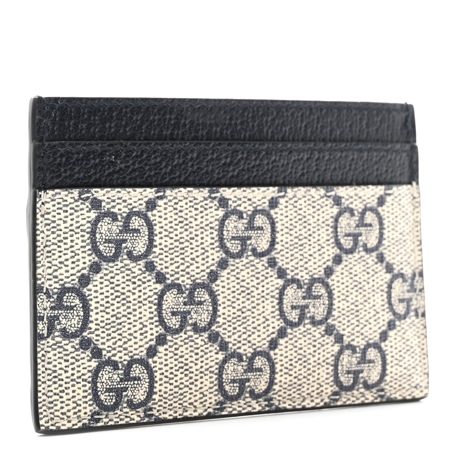 Gucci GG Supreme Monogram Textured Dollar Calfskin Web Ophidia Card Holder Beige Blue 3 of 7