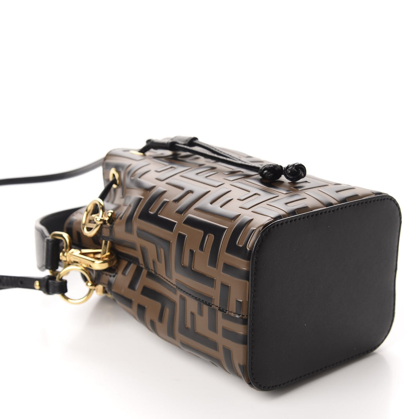 Vitello Liberty F is Fendi Bi-Color FF 1974 Embossed Mini Mon Tresor Bucket Bag Maya Black