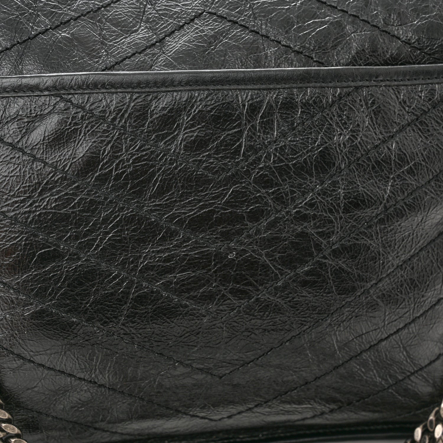 Saint Laurent Crinkled Calfskin Matelasse Monogram Large Niki Chain Satchel Black 11 of 11
