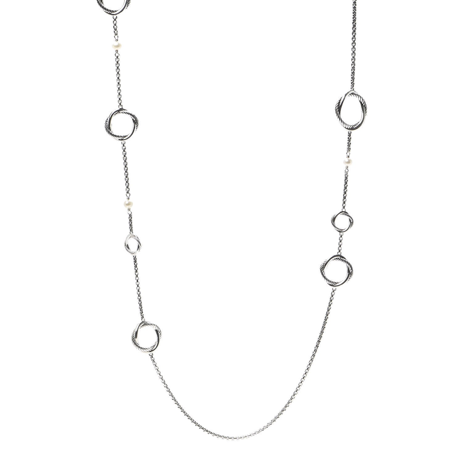 David Yurman Sterling Silver Pearl Infinity Station Chain Necklace 44 in 1 of 5