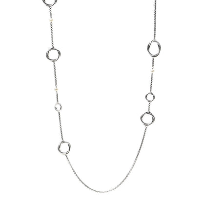 David Yurman Sterling Silver Pearl Infinity Station Chain Necklace 44 in 1 of 5