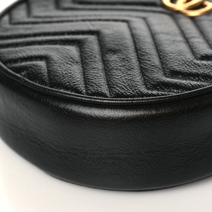 Gucci Azalea Calfskin Matelasse Heart Mini GG Marmont Round Shoulder Bag Black 8 of 8