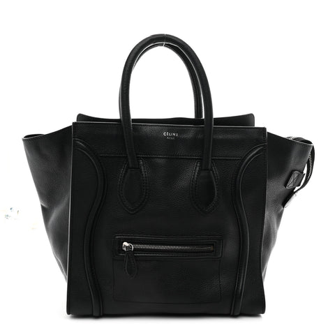Drummed Calfskin Mini Luggage Black