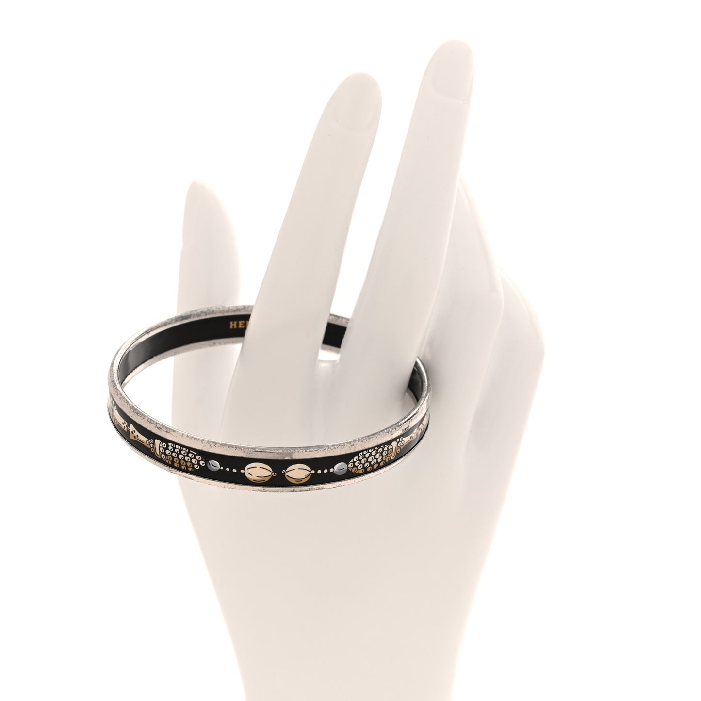 Enamel Printed Narrow Bracelet 65 Black