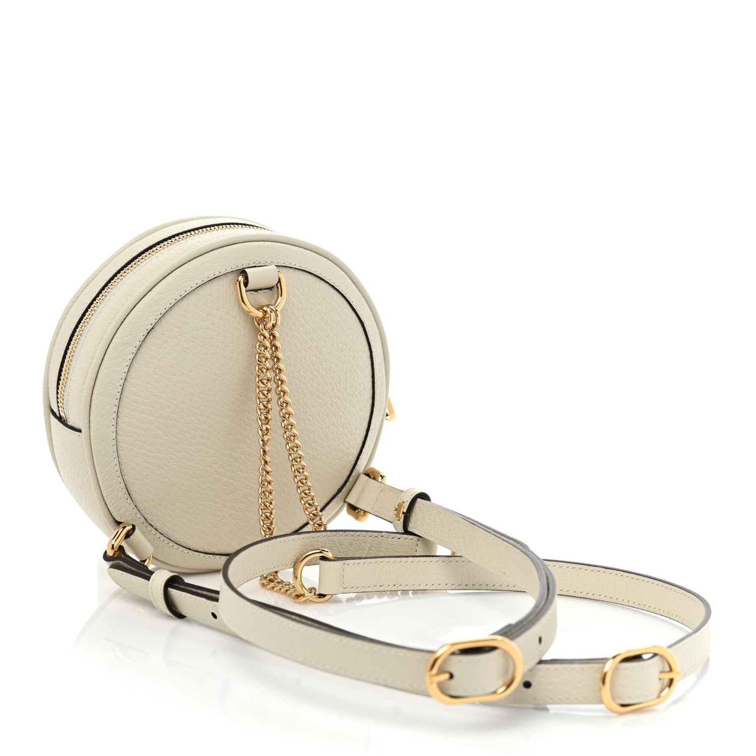 Gucci Textured Calfskin Web Mini Ophidia Round Backpack Mystic White 3 of 8