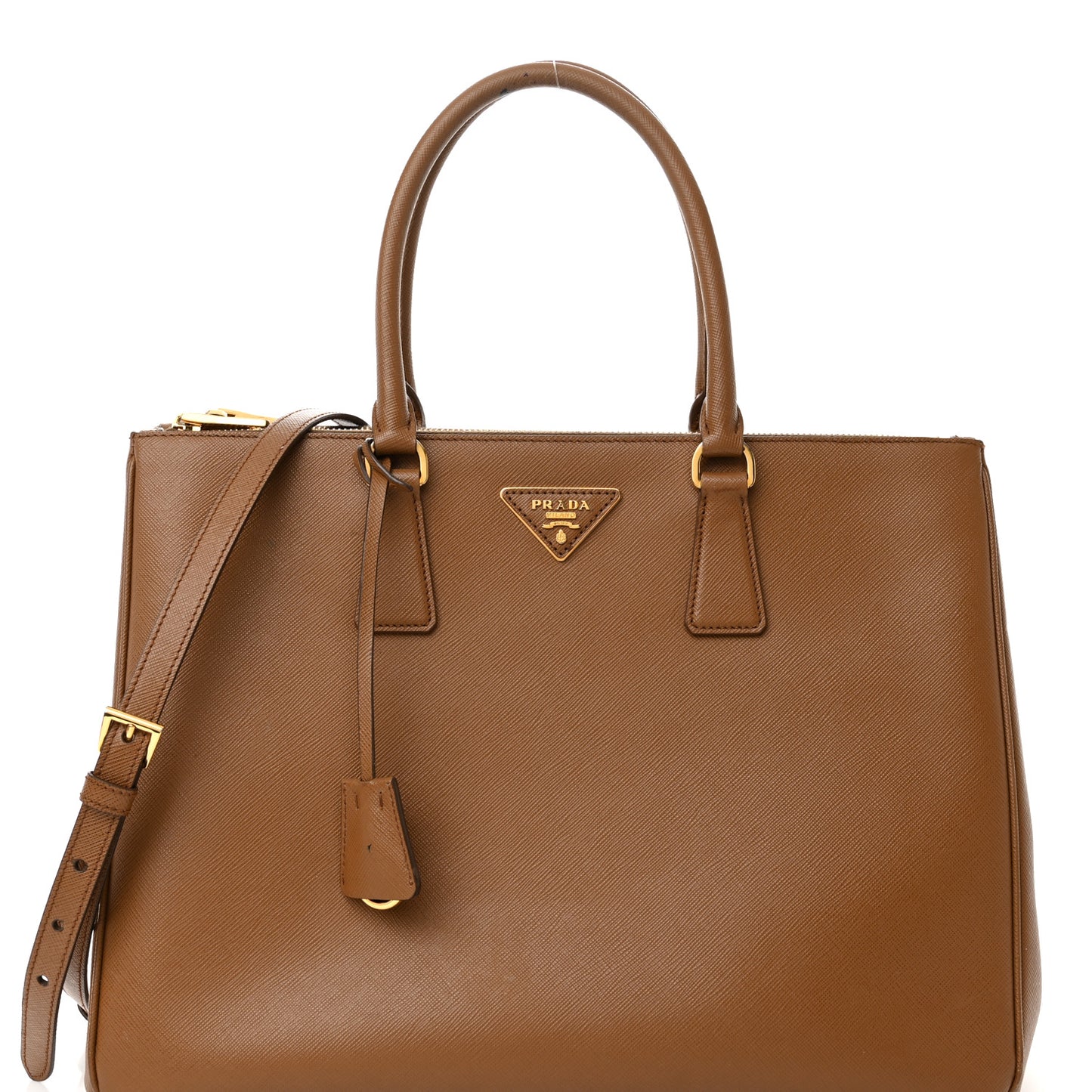Saffiano Large Galleria Double Zip Tote Cannella