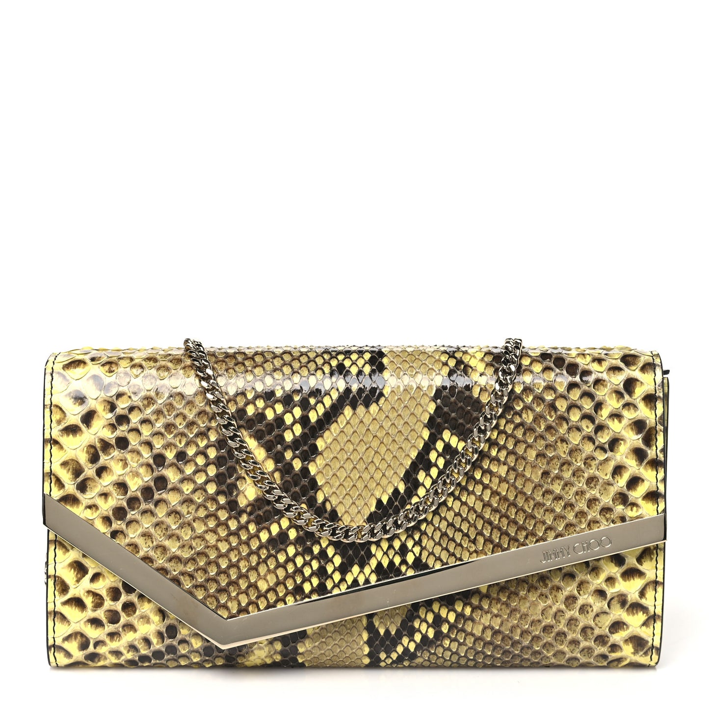Snakeskin Embossed Chain Clutch