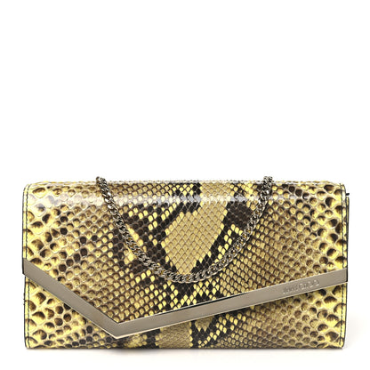 Jimmy Choo Snakeskin Embossed Chain Clutch 1 of 9