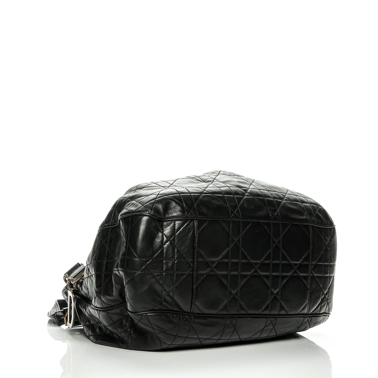 Christian Dior Lambskin Cannage Stitched Drawsting Tote Black 4 of 8