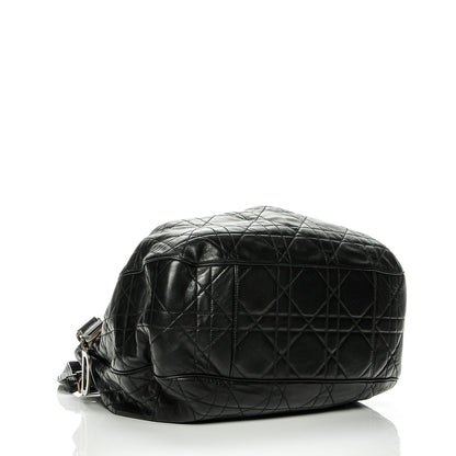 Christian Dior Lambskin Cannage Stitched Drawsting Tote Black 4 of 8