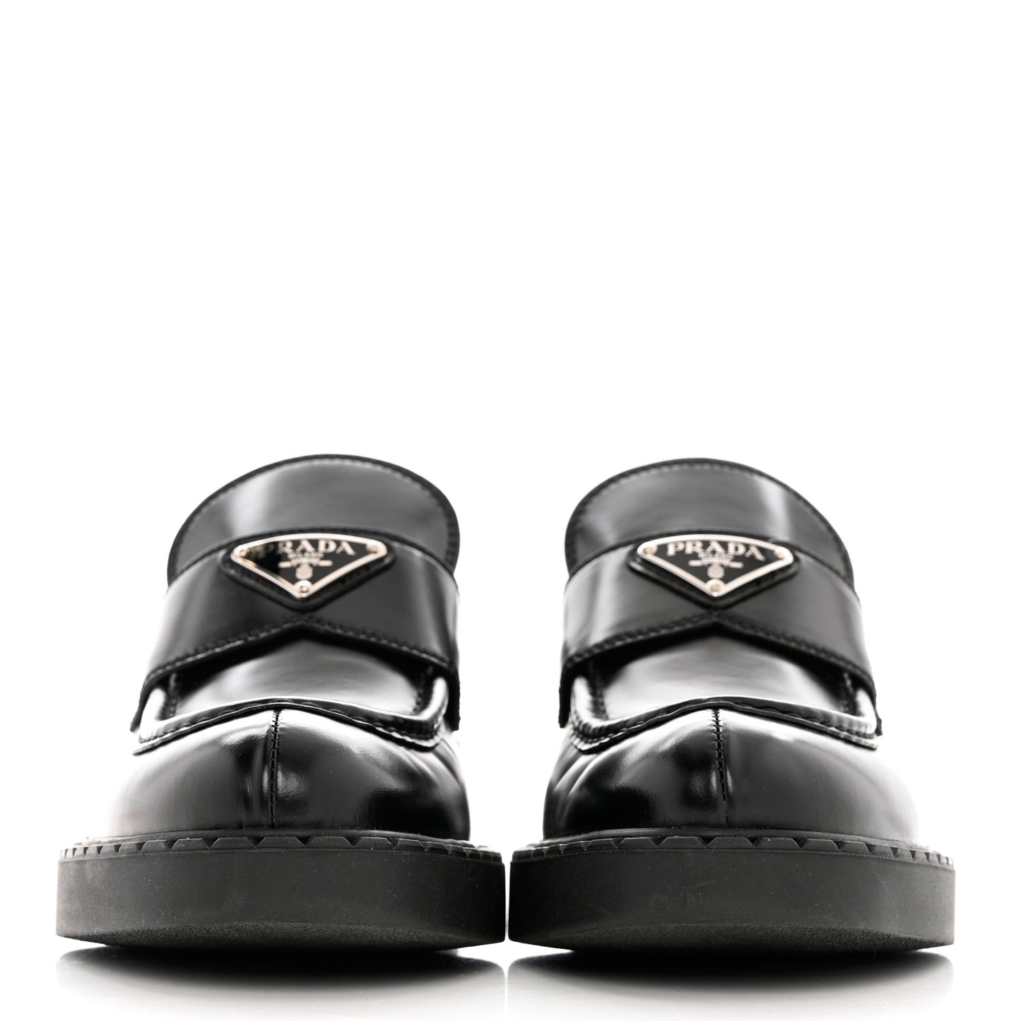 Spazzolato Metal Triangle Logo 50mm Loafers 39 Black