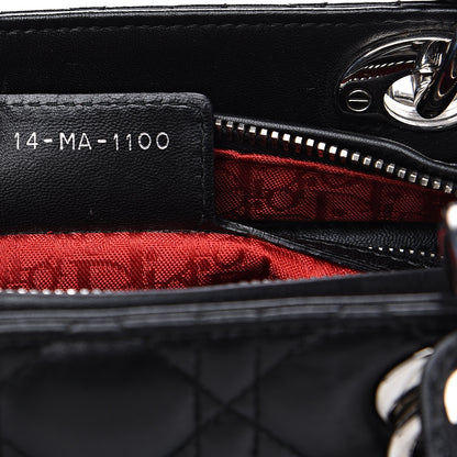 Christian Dior Lambskin Cannage Studded Double Strap Medium Lady Dior Black 7 of 10