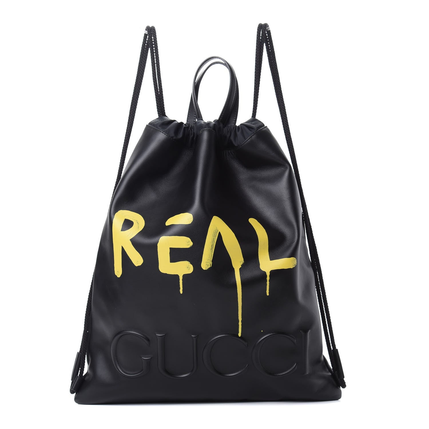 Gucci Calfskin Small GucciGhost Drawstring Backpack Black 1 of 10