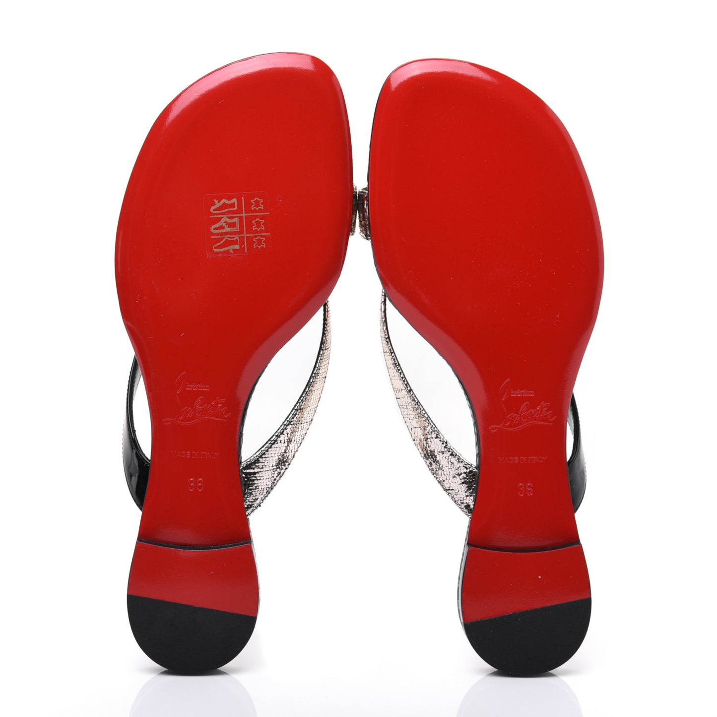 Patent Lame Cabaret Minimeyer Flat Sandals 36 Black Platine