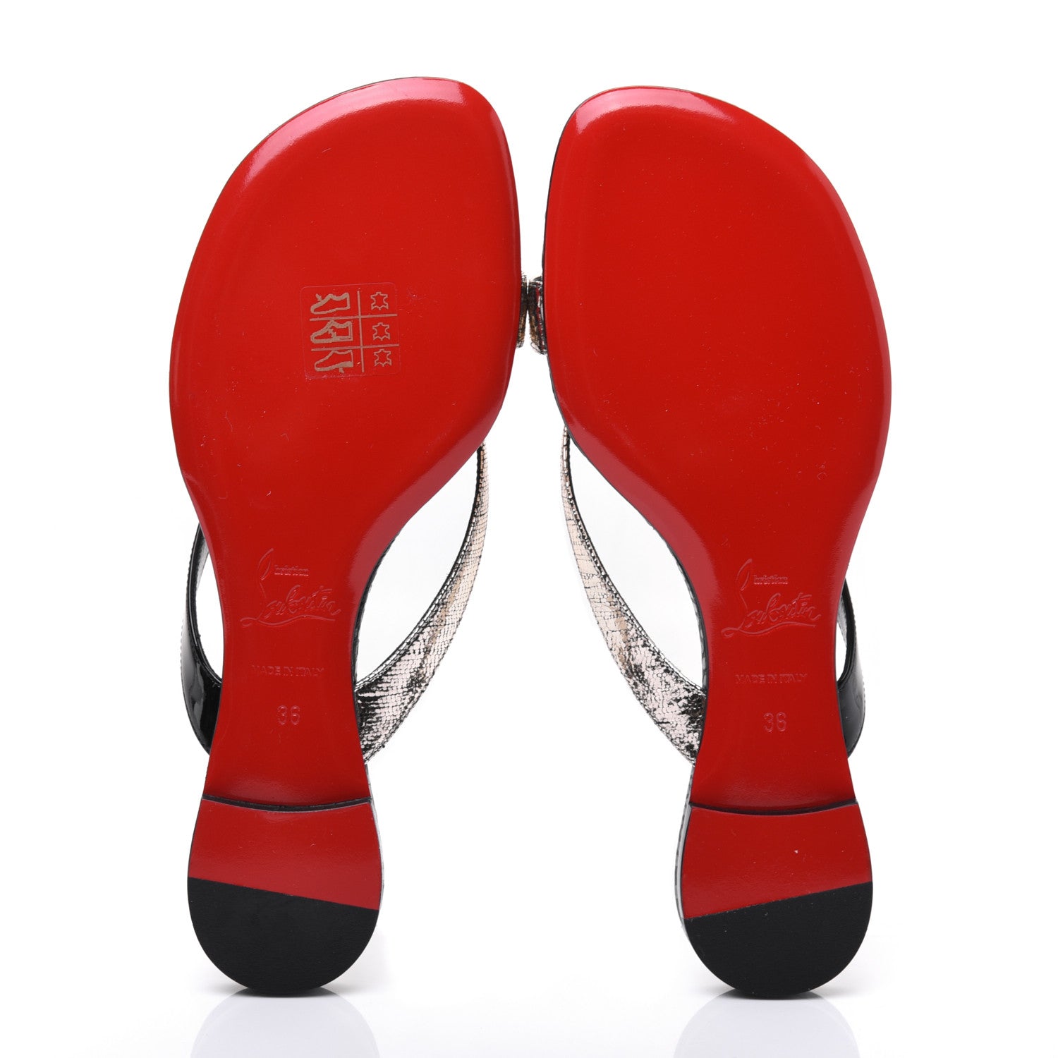 Christian Louboutin Patent Lame Cabaret Minimeyer Flat Sandals 36 Black Platine 5 of 9
