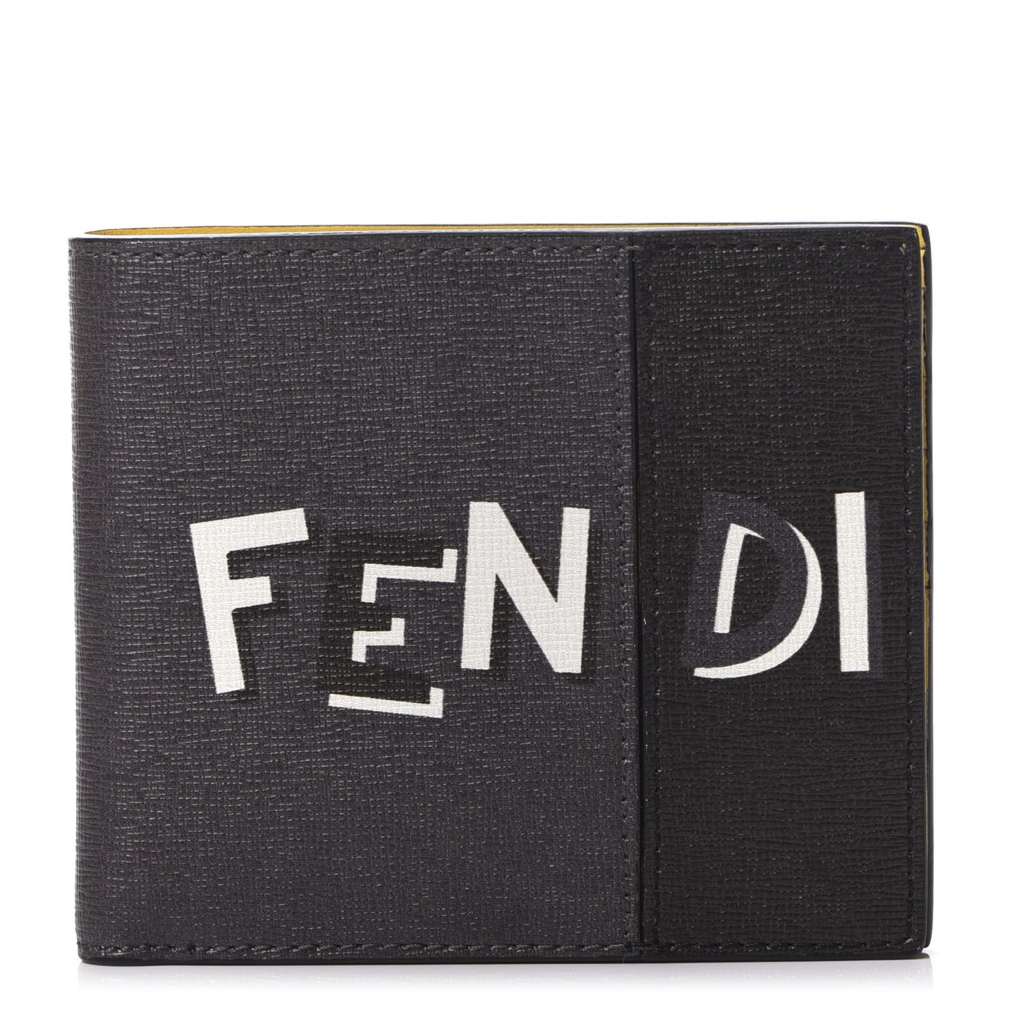 Vitello Elite Century Shadow Logo Bi-Fold Wallet Asfalto Sunflower