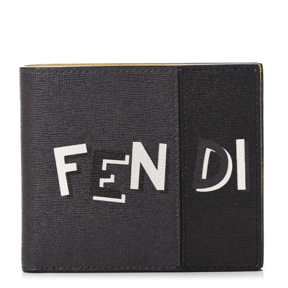 Fendi Vitello Elite Century Shadow Logo Bi-Fold Wallet Asfalto Sunflower 1 of 7