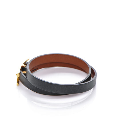 Hermes Chamonix Tadelakt Behapi Double Tour Reversible Bracelet M Black Gold 3 of 5