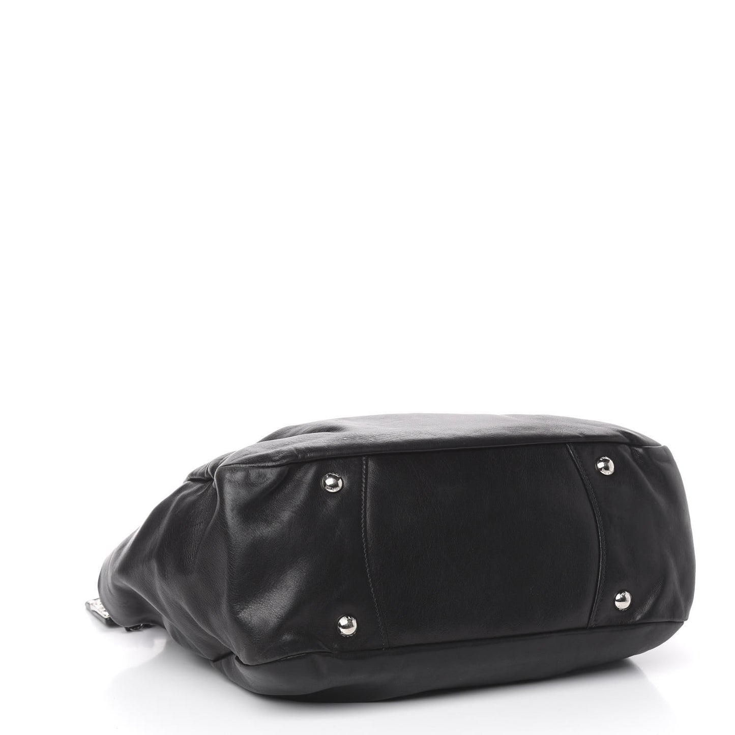 Soft Calfskin Pleated Hobo Black