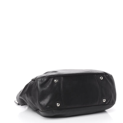 Prada Soft Calfskin Pleated Hobo Black 4 of 12
