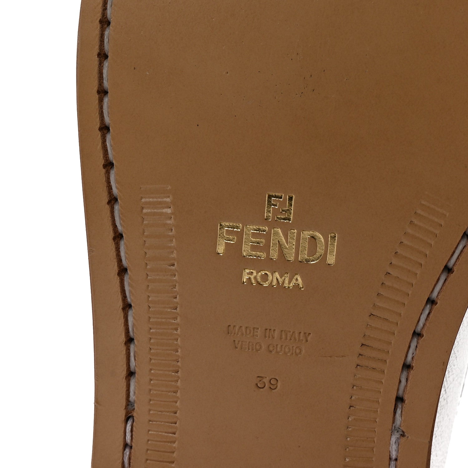 Fendi Metallic Vitello Womens O'Lock Loafers 39 Argento 7 of 8