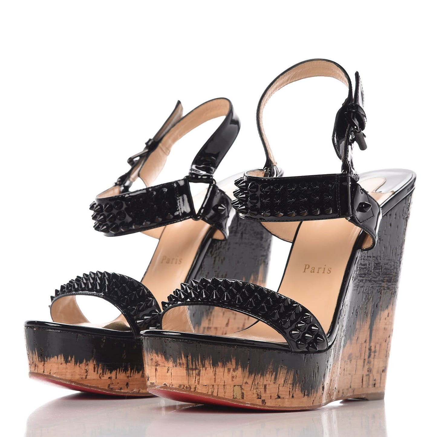 Patent Barboullaga 140 Spikes Cork Wedges 41 Black