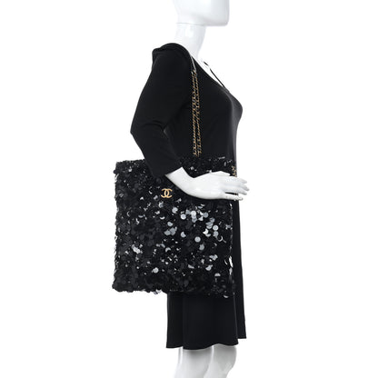 Chanel Sequin Shopping Tote Black 2 of 12