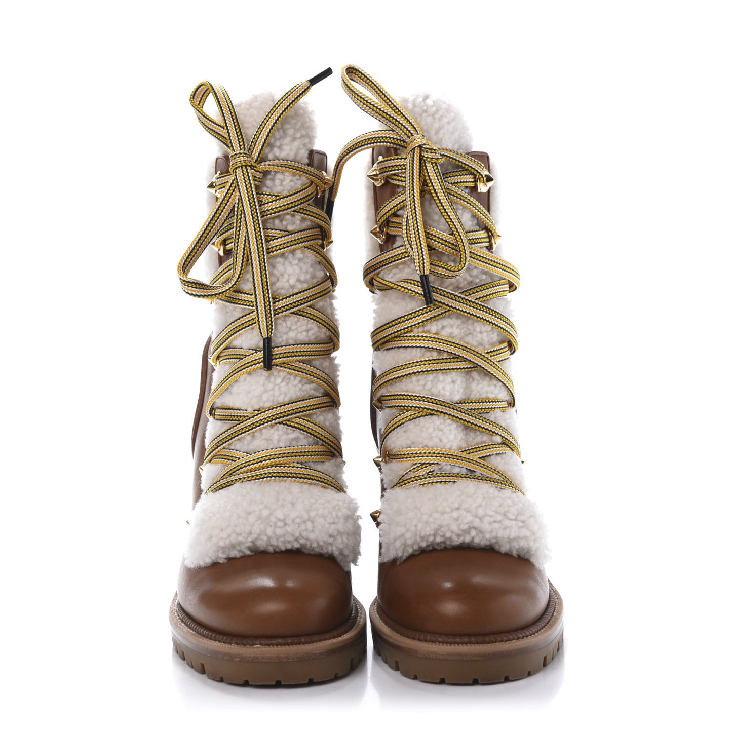Calfskin Shearling Yetita 70 Hiker Booties 36.5 Cuoio Naturel