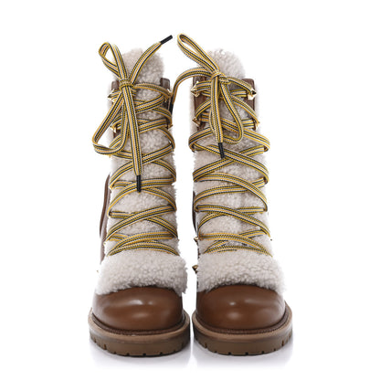 Christian Louboutin Calfskin Shearling Yetita 70 Hiker Booties 36.5 Cuoio Naturel 2 of 8