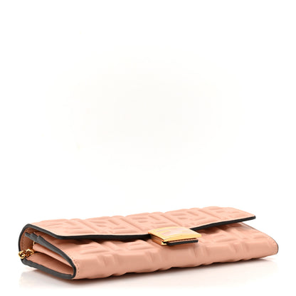 Fendi Nappa Matisse FF Embossed Continental Wallet On Chain Baby Pink 4 of 15