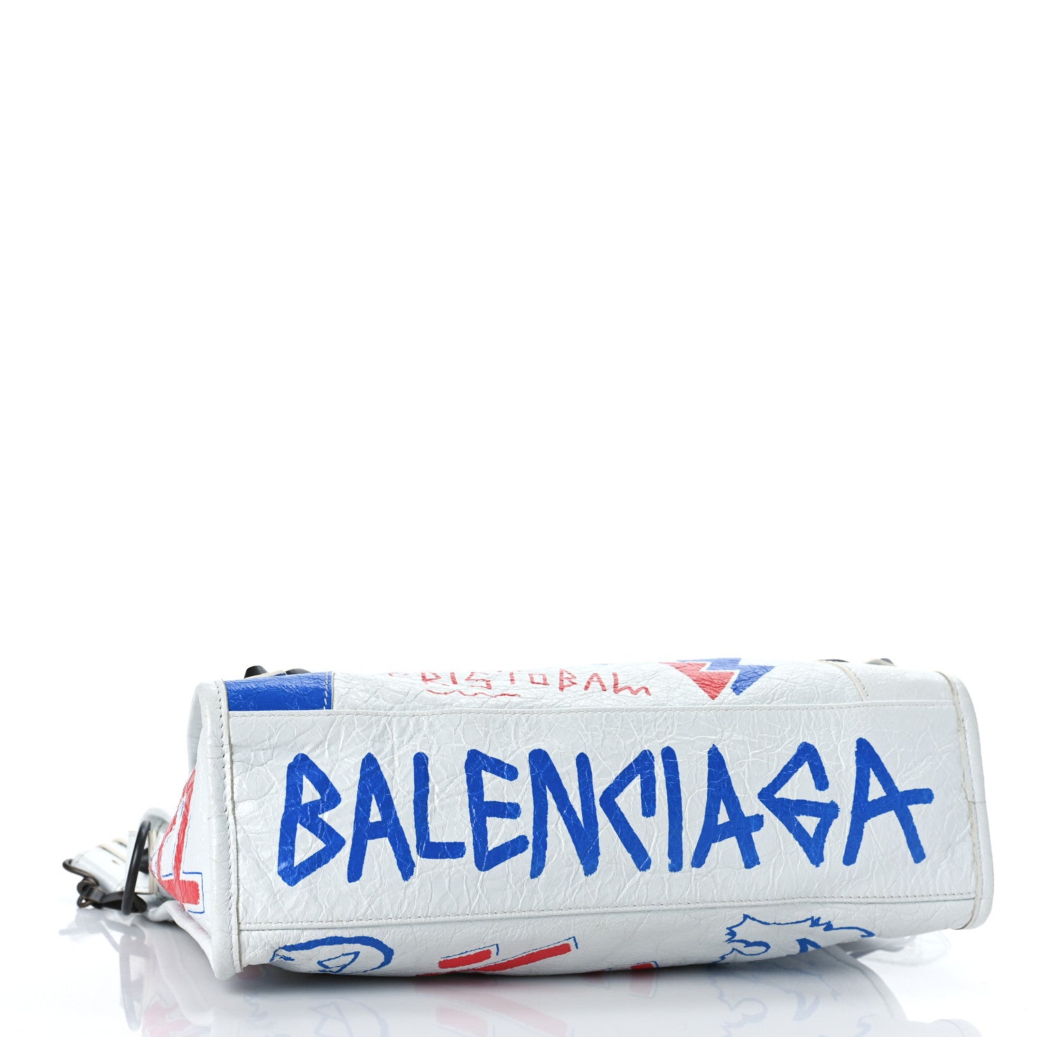 Balenciaga Agneau Graffiti All Over Classic Hardware S City White Bleu Rouge 4 of 11