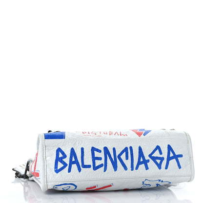 Balenciaga Agneau Graffiti All Over Classic Hardware S City White Bleu Rouge 4 of 11