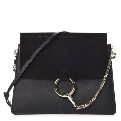 Chloe Suede Calfskin Medium Faye Shoulder Bag Black 1 of 8