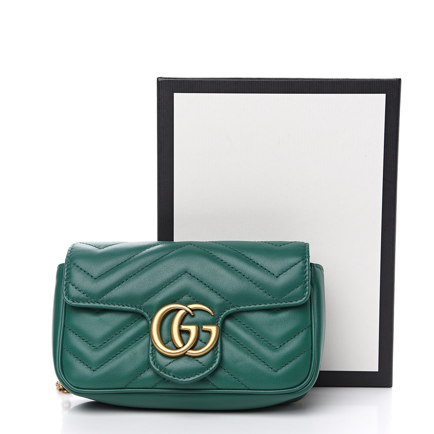 Calfskin Matelasse Super Mini GG Marmont Shoulder Bag Emerald Green