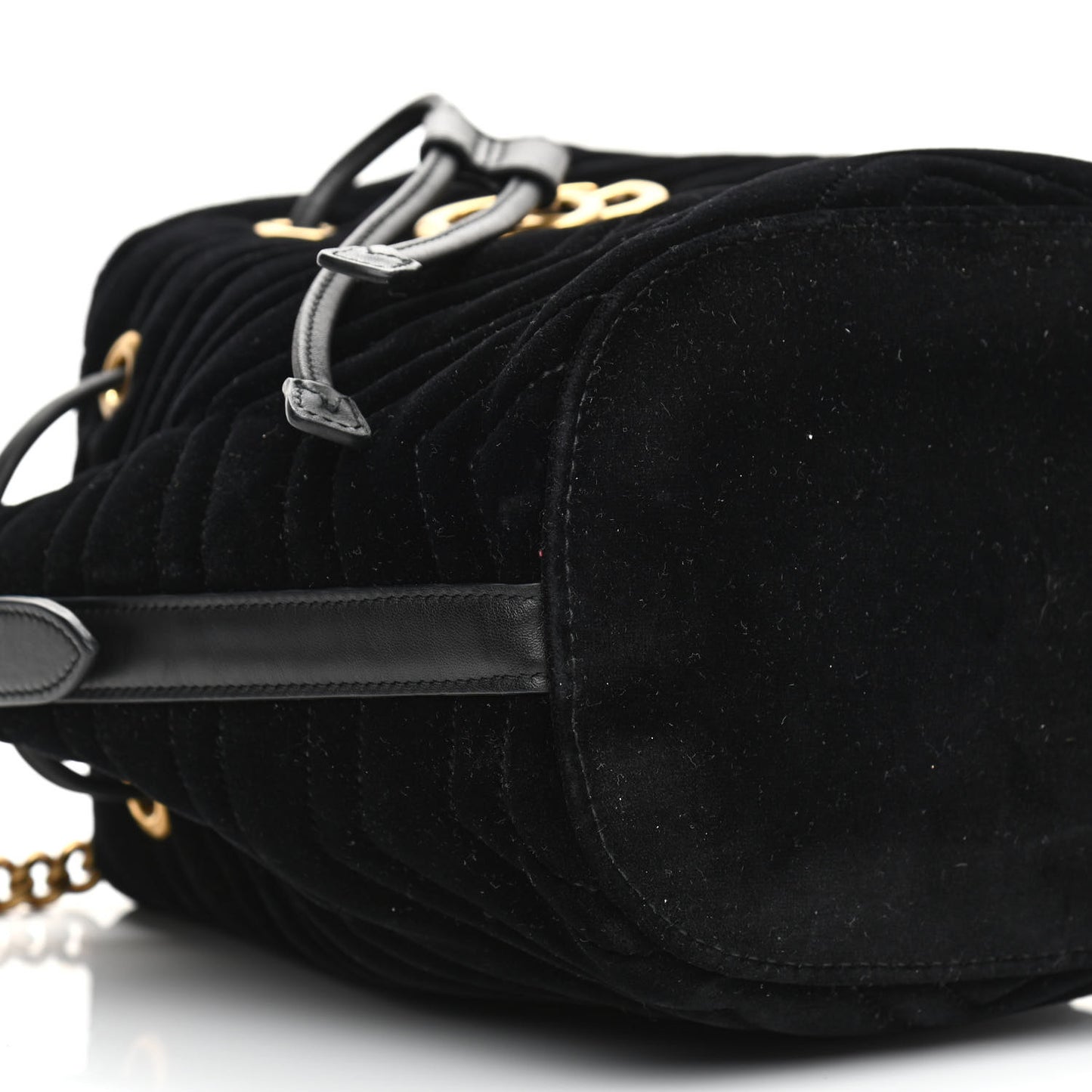 Velvet Matelasse GG Marmont Bucket Bag Black