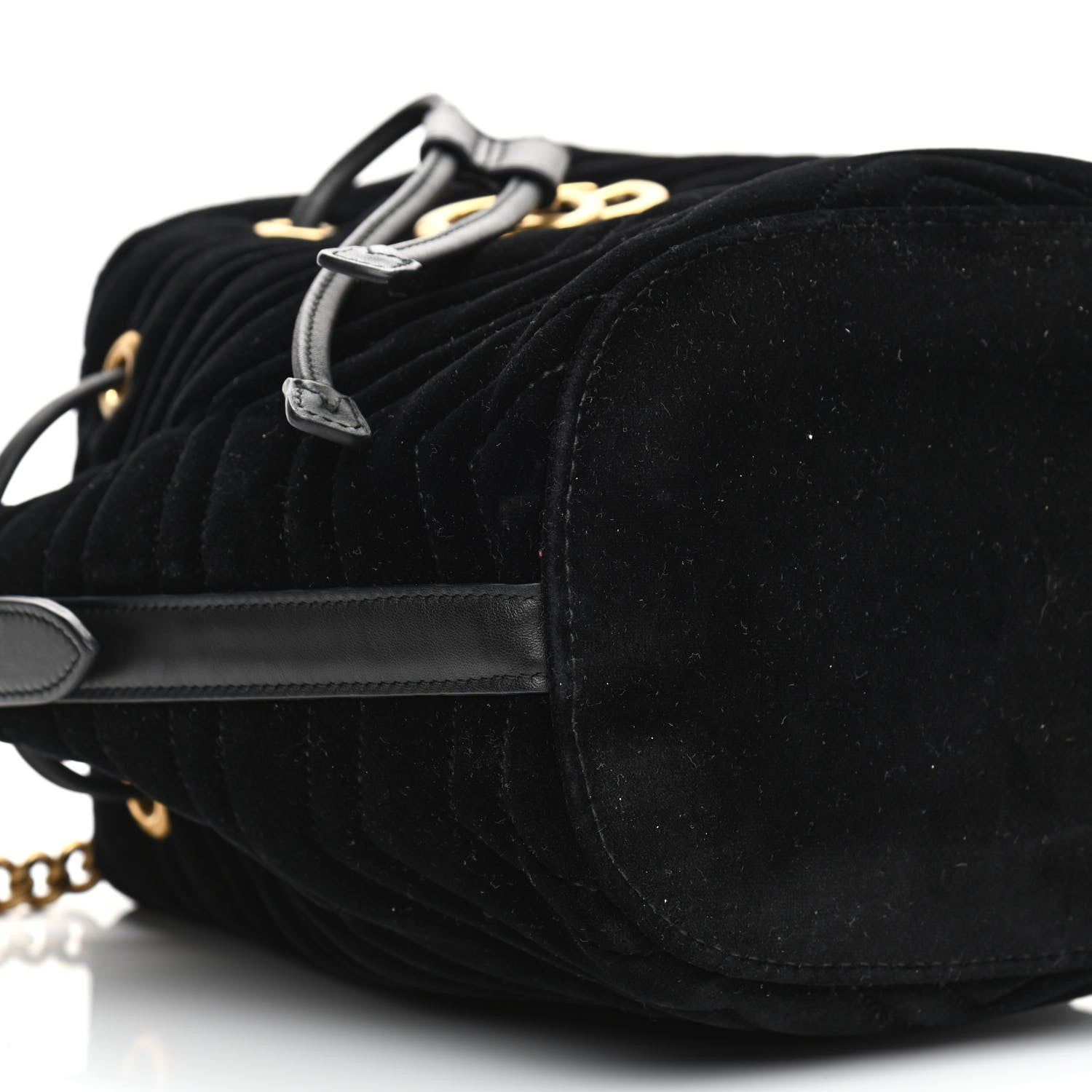 Gucci Velvet Matelasse GG Marmont Bucket Bag Black 9 of 10