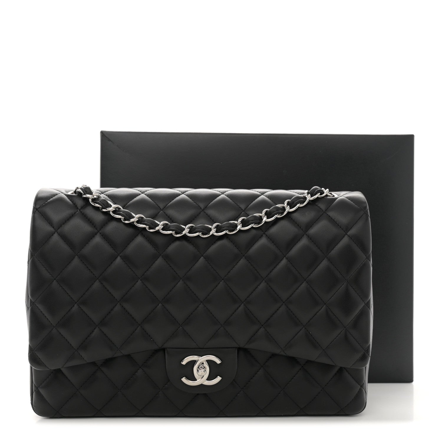 Chanel Lambskin Quilted Maxi Double Flap Black 12 of 12