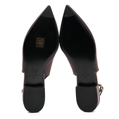 Chanel Satin Strass CC Slingback Flats 37 Burgundy Multicolor 5 of 8