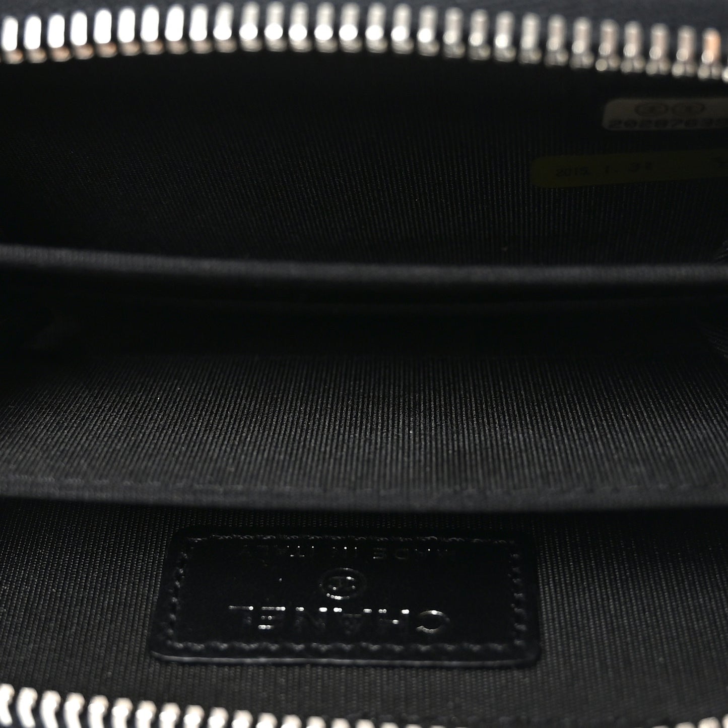 Lambskin Double Stitch Zip Coin Purse Black