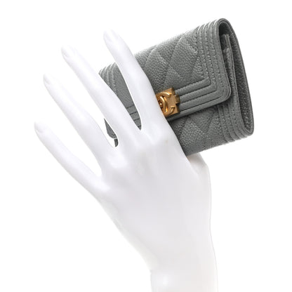 Chanel Caviar Quilted Boy Flap Card Holder Grey 2 of 9
