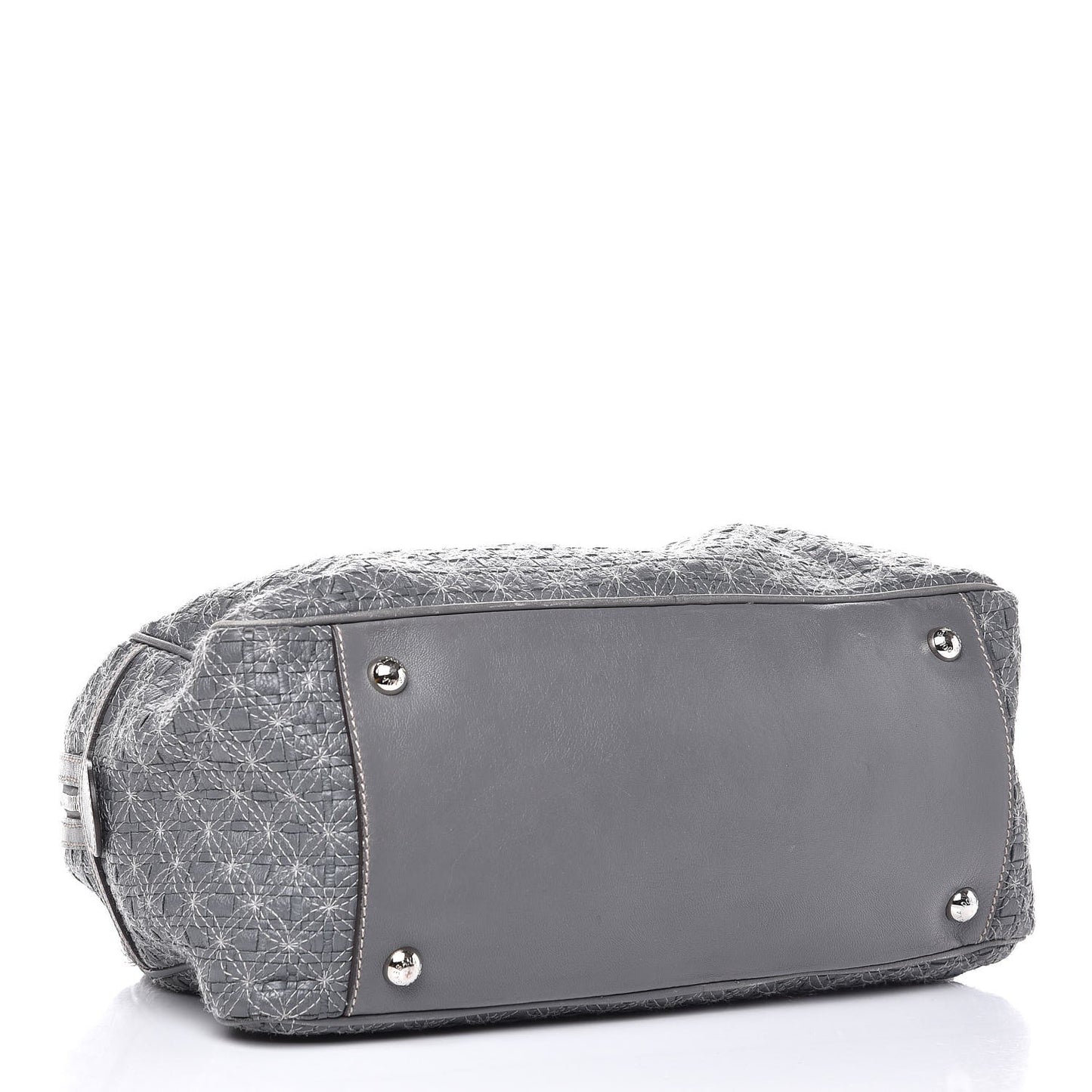 Woven Calfskin Miss Biz Bowler Grey