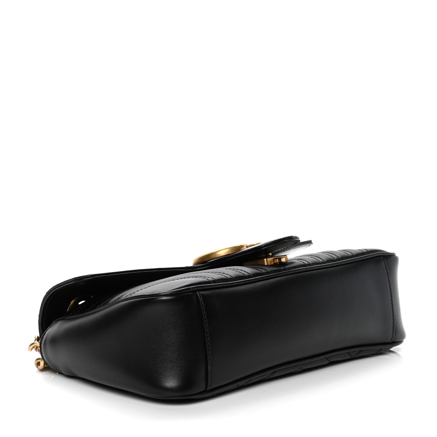 Gucci Calfskin Matelasse Small GG Marmont Shoulder Bag Black 3 of 4