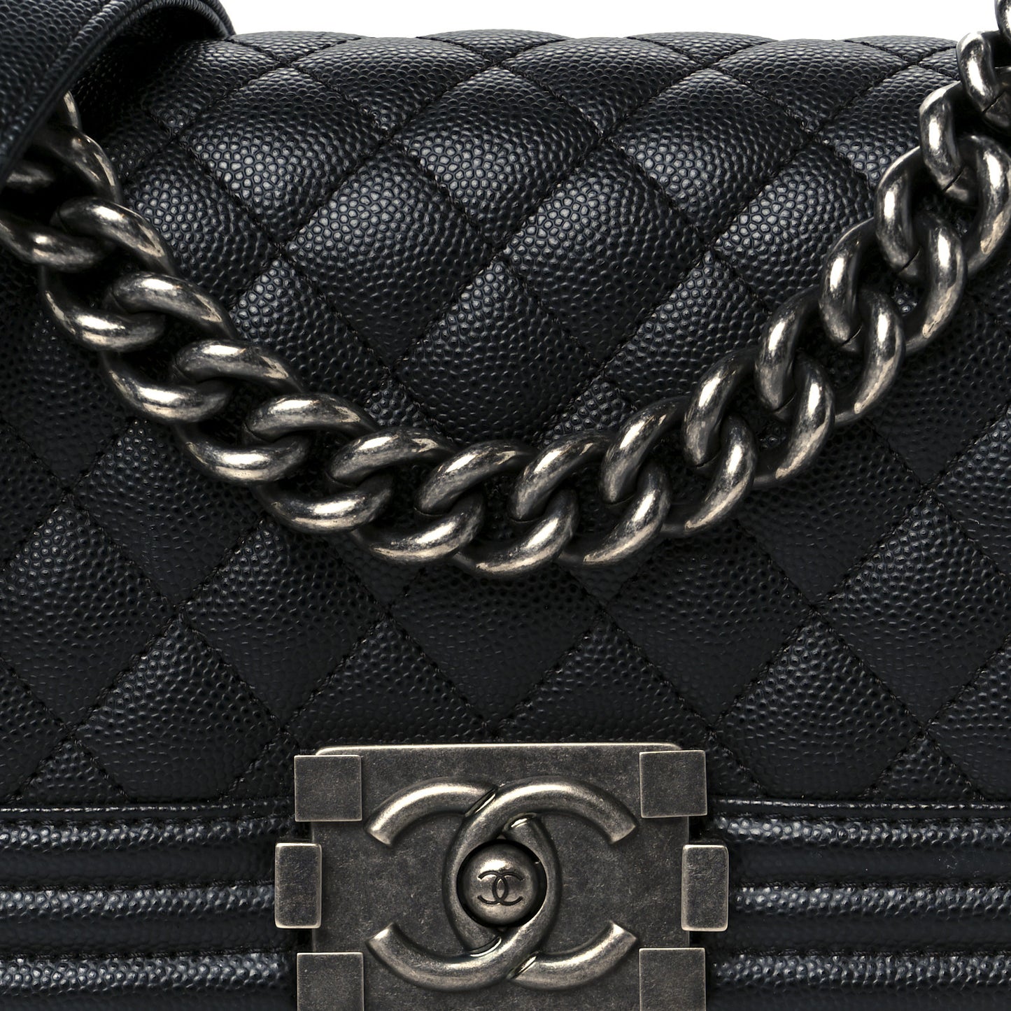 Caviar Quilted Small Boy Flap Black
