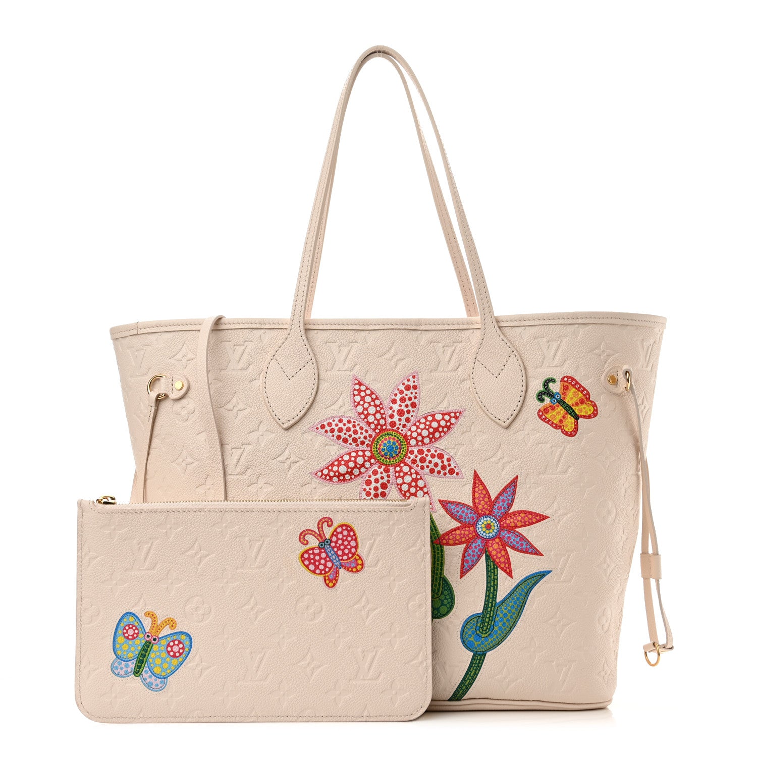 Louis Vuitton LV X YK Empreinte Inlaid Kusama Flowers Neverfull MM Quartz 1 of 11