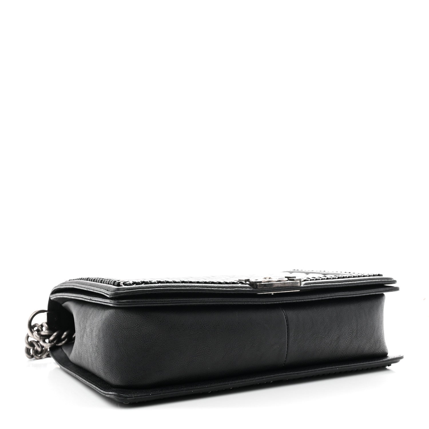 Chanel Calfskin Quilted Large Boy Top Handle Flap Black 4 of 10