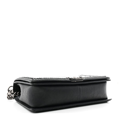 Chanel Calfskin Quilted Large Boy Top Handle Flap Black 4 of 10