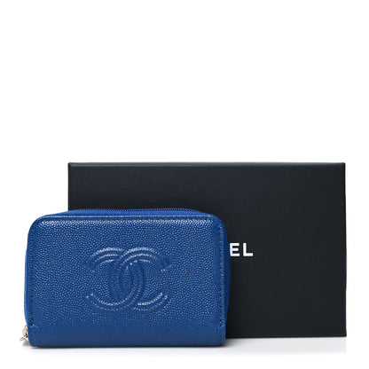Chanel Caviar Timeless CC Zip Around Coin Purse Blue 11 of 11